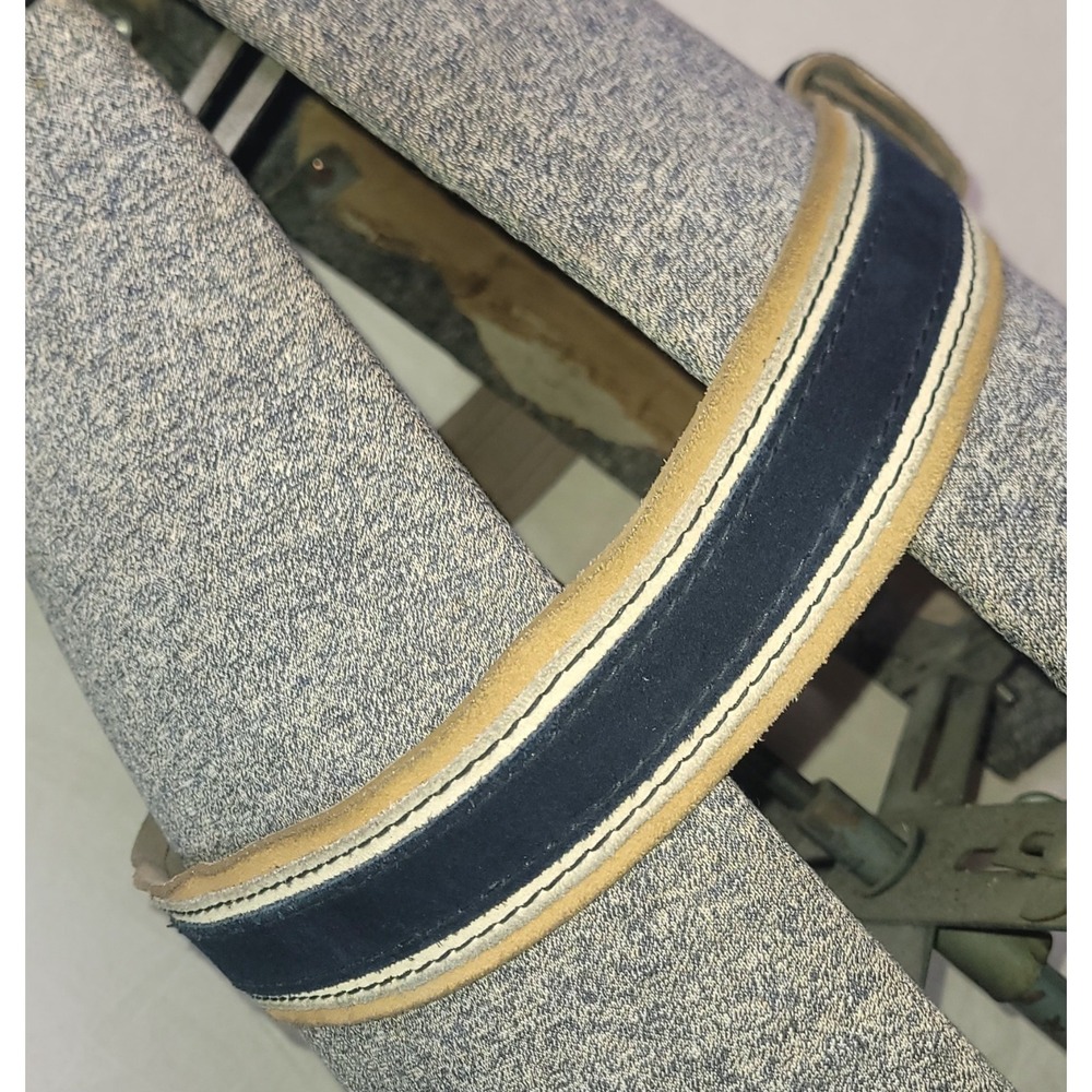 Vintage Canterbury Suede Split 36 Belt Navy Blue Tan S/M Classic Old Money - Picture 5 of 6